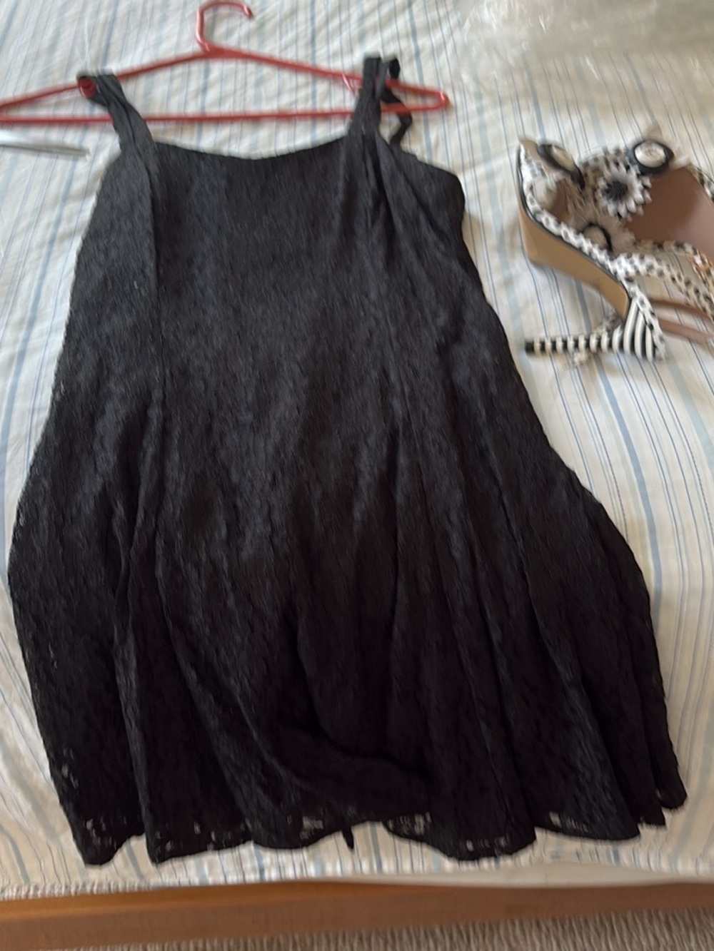 Black Lace Mini Dress with Tie Straps